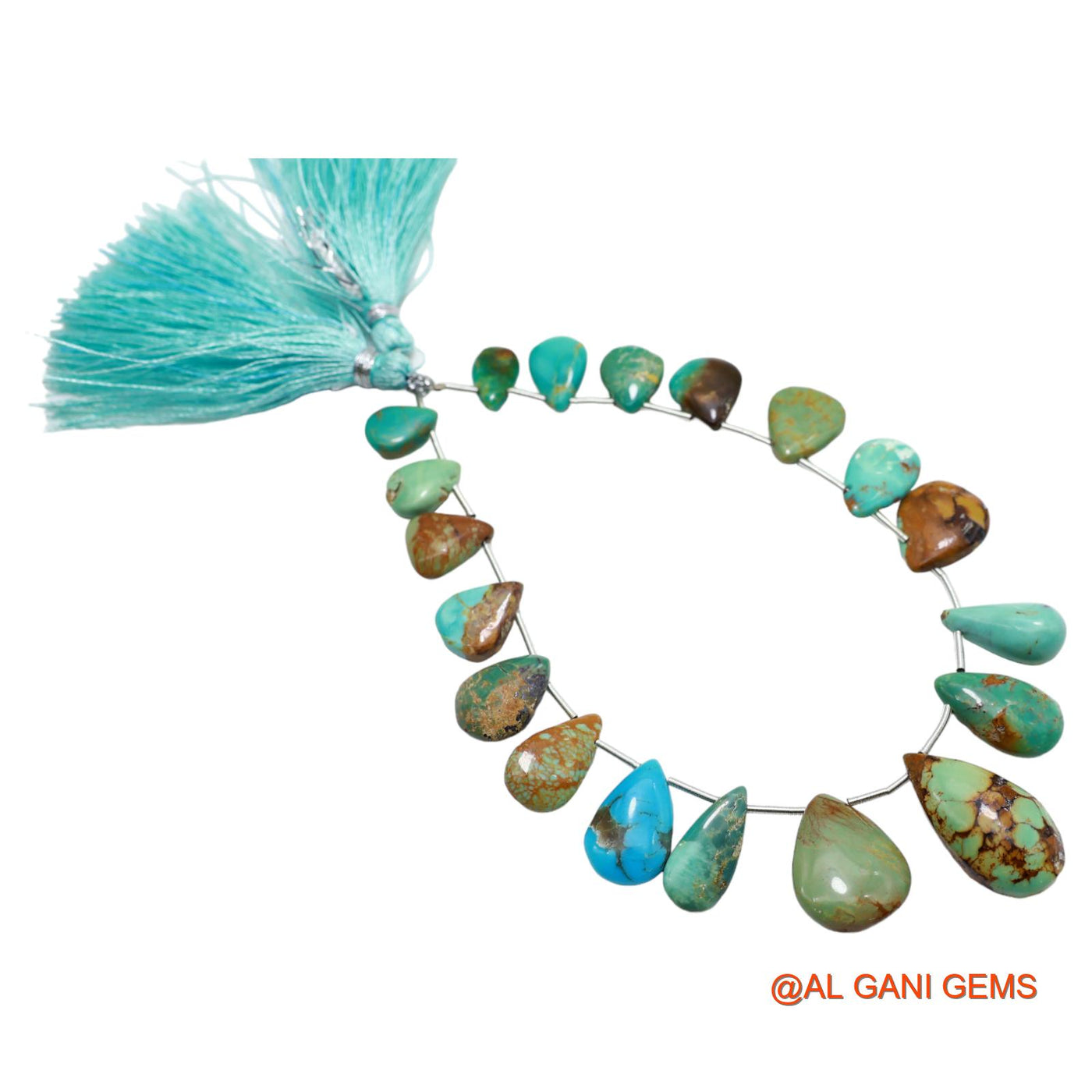 Teardrop Smooth Strands Natural Sky Blue Turquoise 6X9 TO 11X22 MM Loose Beads For Craft 8" BT-55