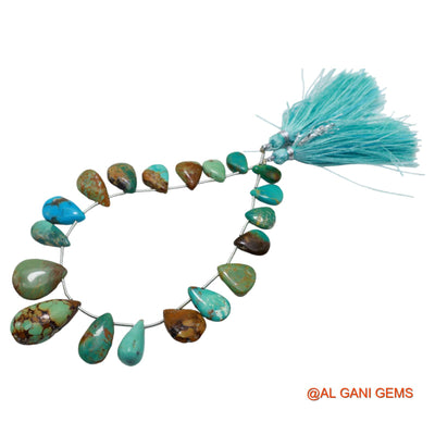 Teardrop Smooth Strands Natural Sky Blue Turquoise 6X9 TO 11X22 MM Loose Beads For Craft 8" BT-55