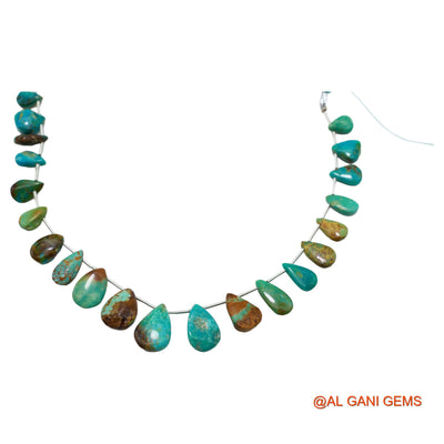 Teardrop Smooth Strands Natural Sky Blue Turquoise 6X9 TO 11X16 MM Loose Beads For Craft 8" BT-56
