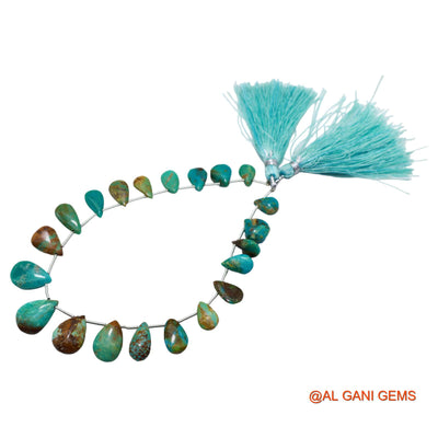 Teardrop Smooth Strands Natural Sky Blue Turquoise 6X9 TO 11X16 MM Loose Beads For Craft 8" BT-56