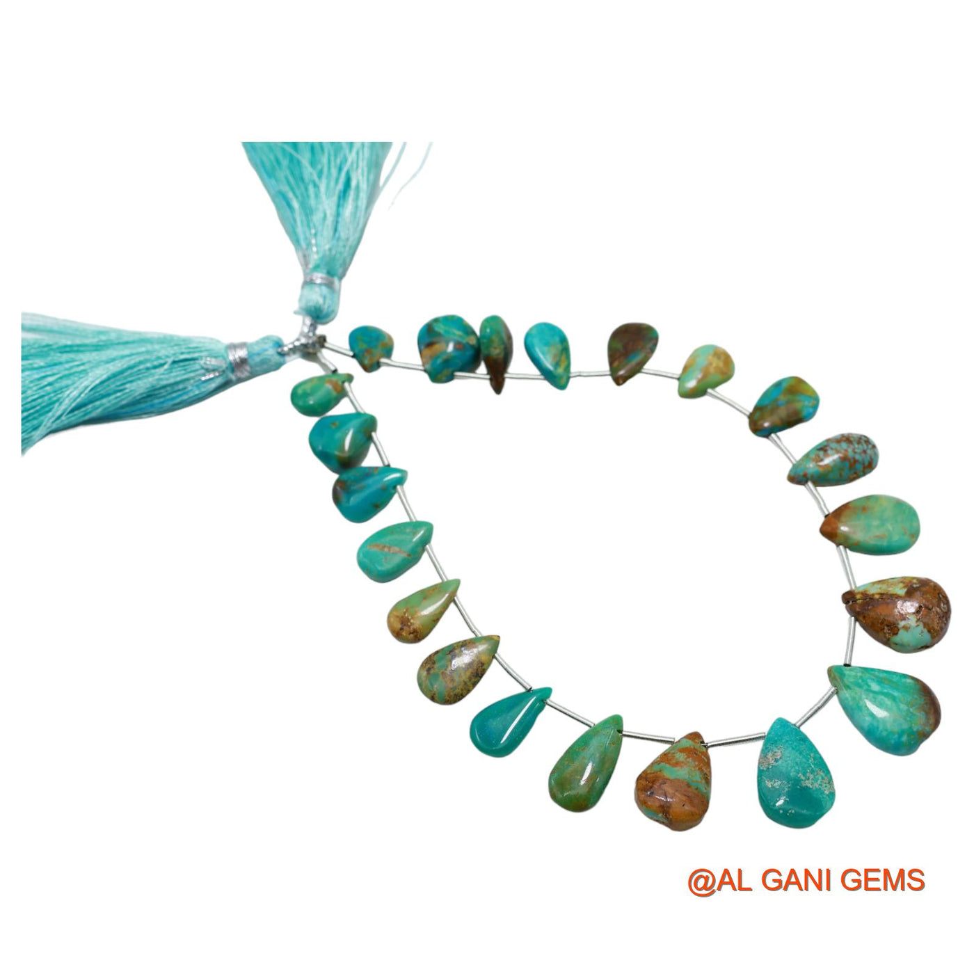 Teardrop Smooth Strands Natural Sky Blue Turquoise 6X9 TO 11X16 MM Loose Beads For Craft 8" BT-56