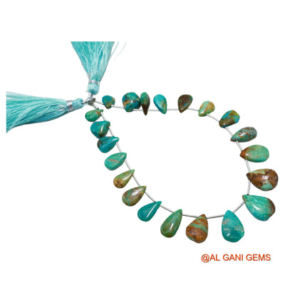 Teardrop Smooth Strands Natural Sky Blue Turquoise 6X9 TO 11X16 MM Loose Beads For Craft 8" BT-56