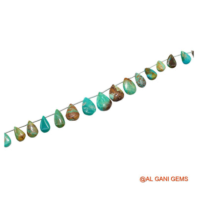 Teardrop Smooth Strands Natural Sky Blue Turquoise 6X9 TO 11X16 MM Loose Beads For Craft 8" BT-56
