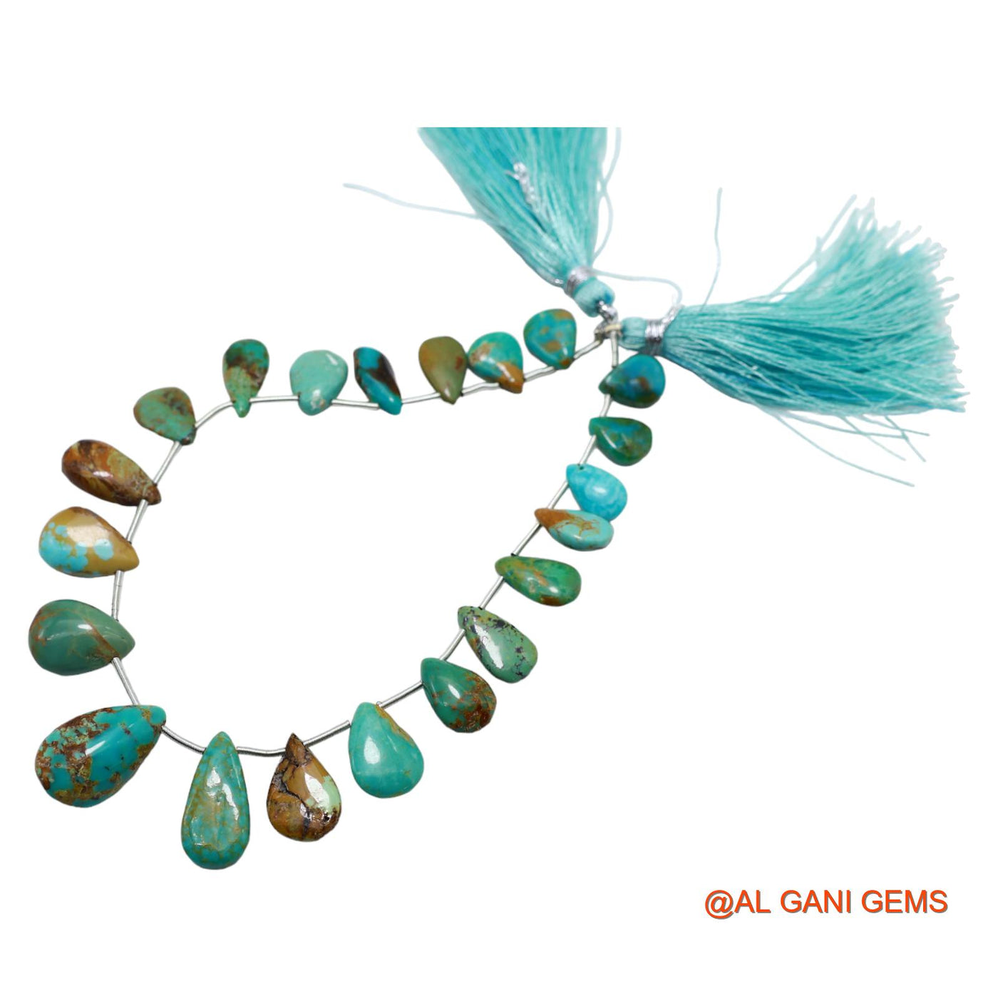 Natural Blue Turquoise Loose Strand 7X9 TO 11X17 MM Teardrop Smooth Beads For Jewelry Craft 8" BT-57