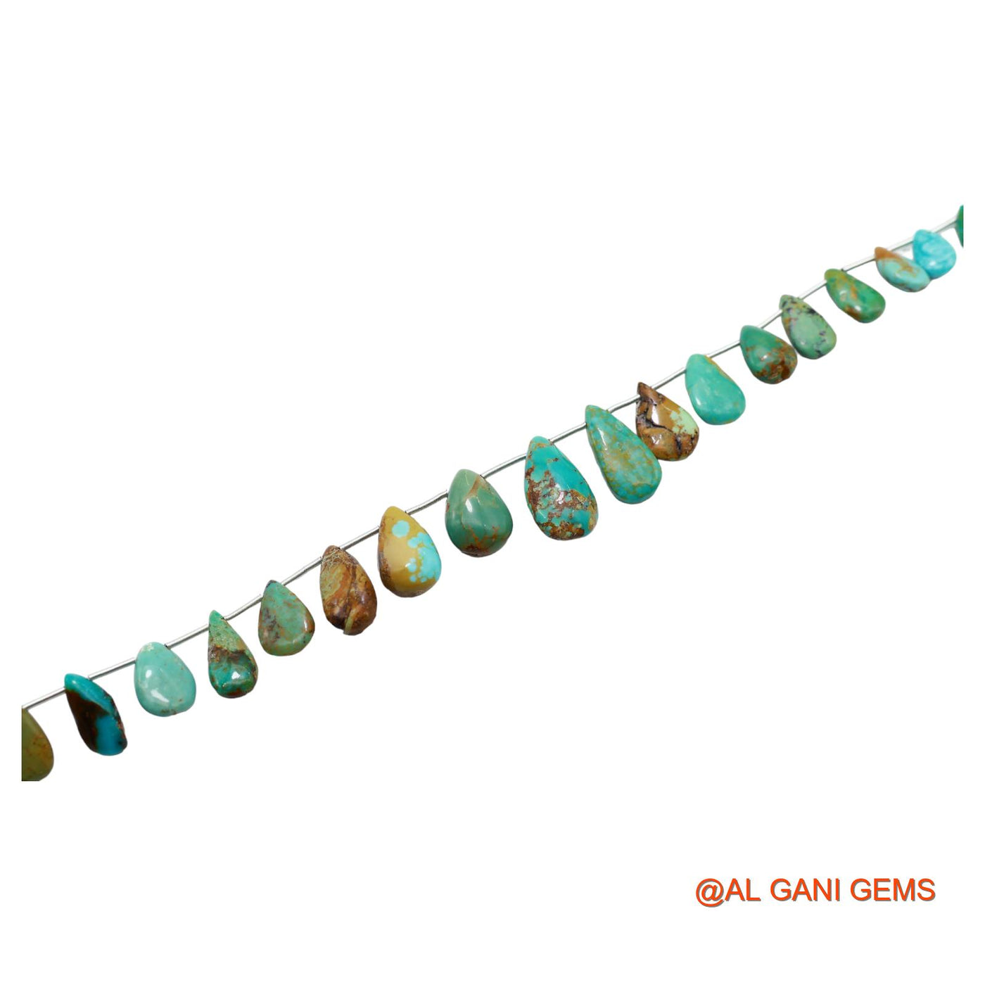 Natural Blue Turquoise Loose Strand 7X9 TO 11X17 MM Teardrop Smooth Beads For Jewelry Craft 8" BT-57