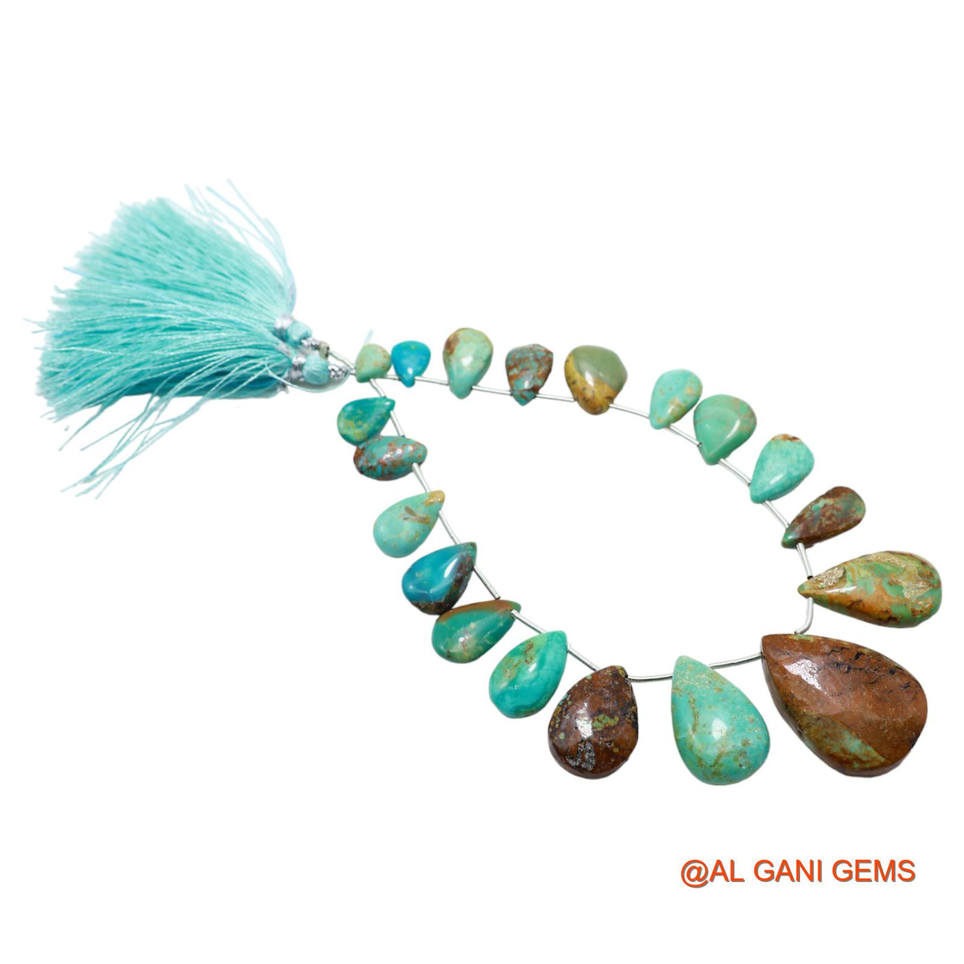 Handmade Natural Turquoise Gemstone 6X7 TO 18X27 MM Teardrop Smooth Sky Blue Beads Loose Strand 8" BT-59