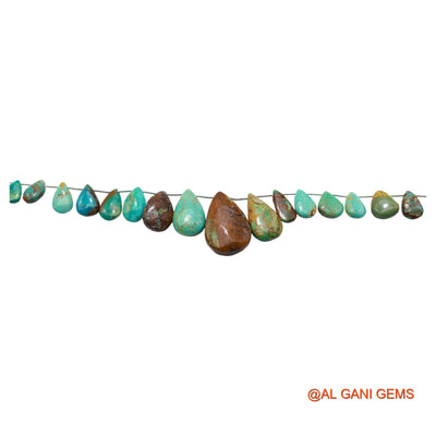 Handmade Natural Turquoise Gemstone 6X7 TO 18X27 MM Teardrop Smooth Sky Blue Beads Loose Strand 8" BT-59