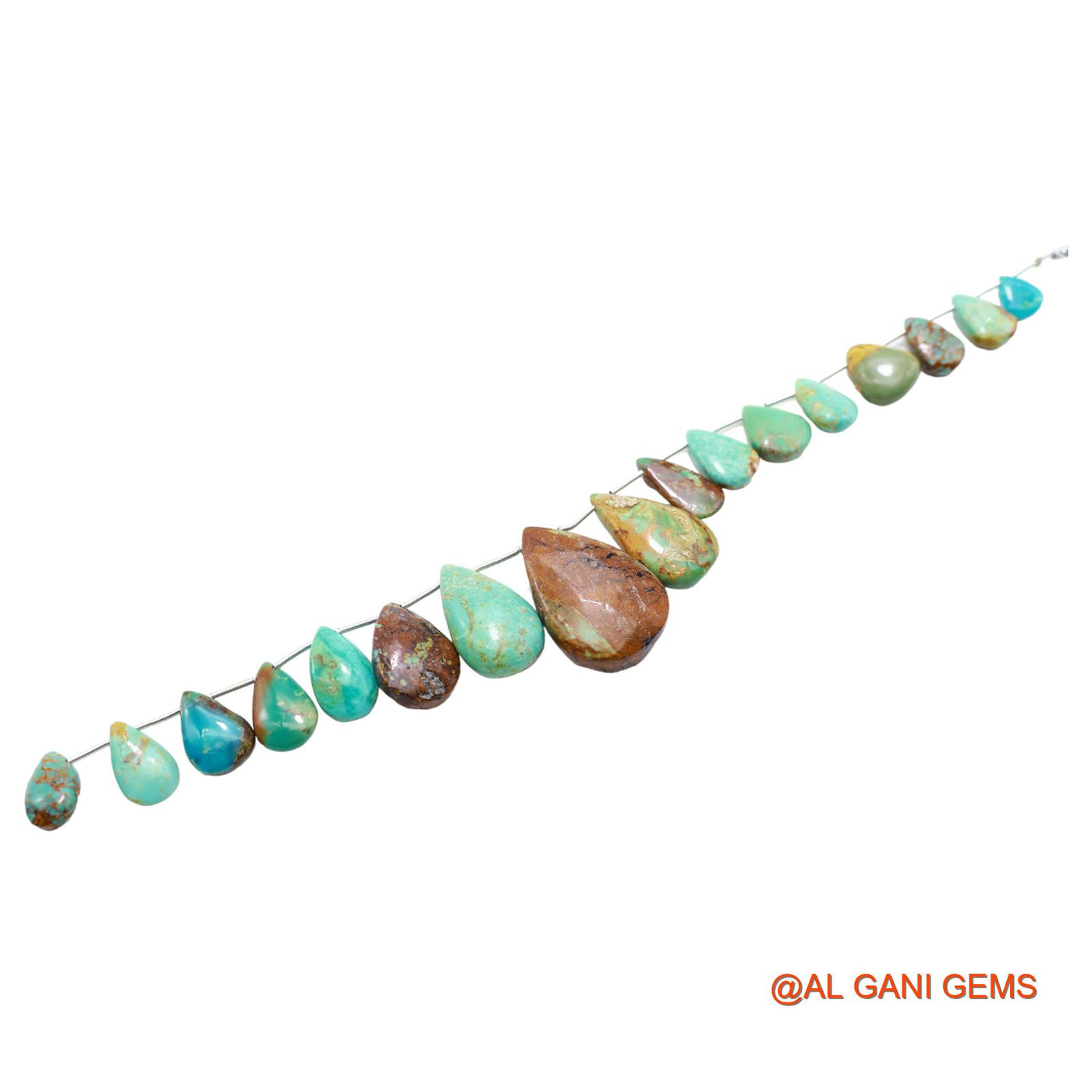 Handmade Natural Turquoise Gemstone 6X7 TO 18X27 MM Teardrop Smooth Sky Blue Beads Loose Strand 8" BT-59