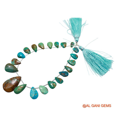 Teardrop Smooth Strands Natural Blue Turquoise 5X8 TO 15X26 MM Loose Beads For Craft 8" BT-60