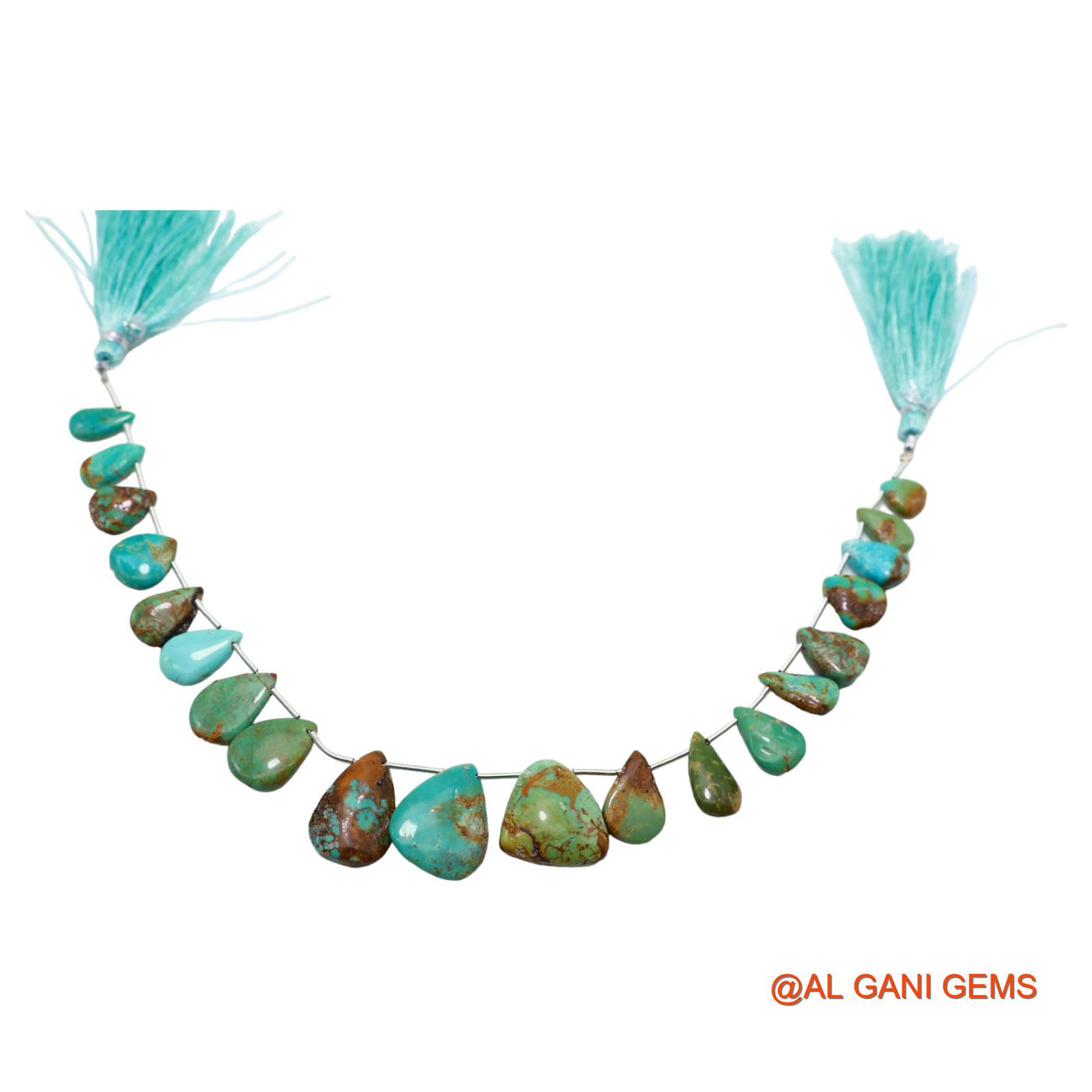 Handmade Natural Turquoise Gemstone 7X8 TO 15X19 MM Teardrop Smooth Sky Blue Beads Loose Strand 8" BT-61