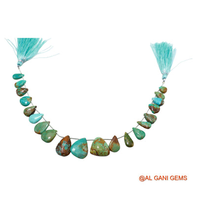 Handmade Natural Turquoise Gemstone 7X8 TO 15X19 MM Teardrop Smooth Sky Blue Beads Loose Strand 8" BT-61