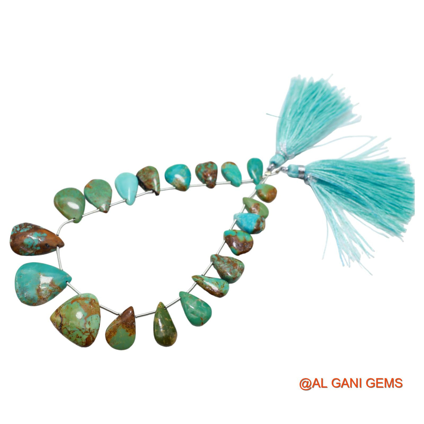 Handmade Natural Turquoise Gemstone 7X8 TO 15X19 MM Teardrop Smooth Sky Blue Beads Loose Strand 8" BT-61