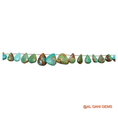 Handmade Natural Turquoise Gemstone 7X8 TO 15X19 MM Teardrop Smooth Sky Blue Beads Loose Strand 8" BT-61