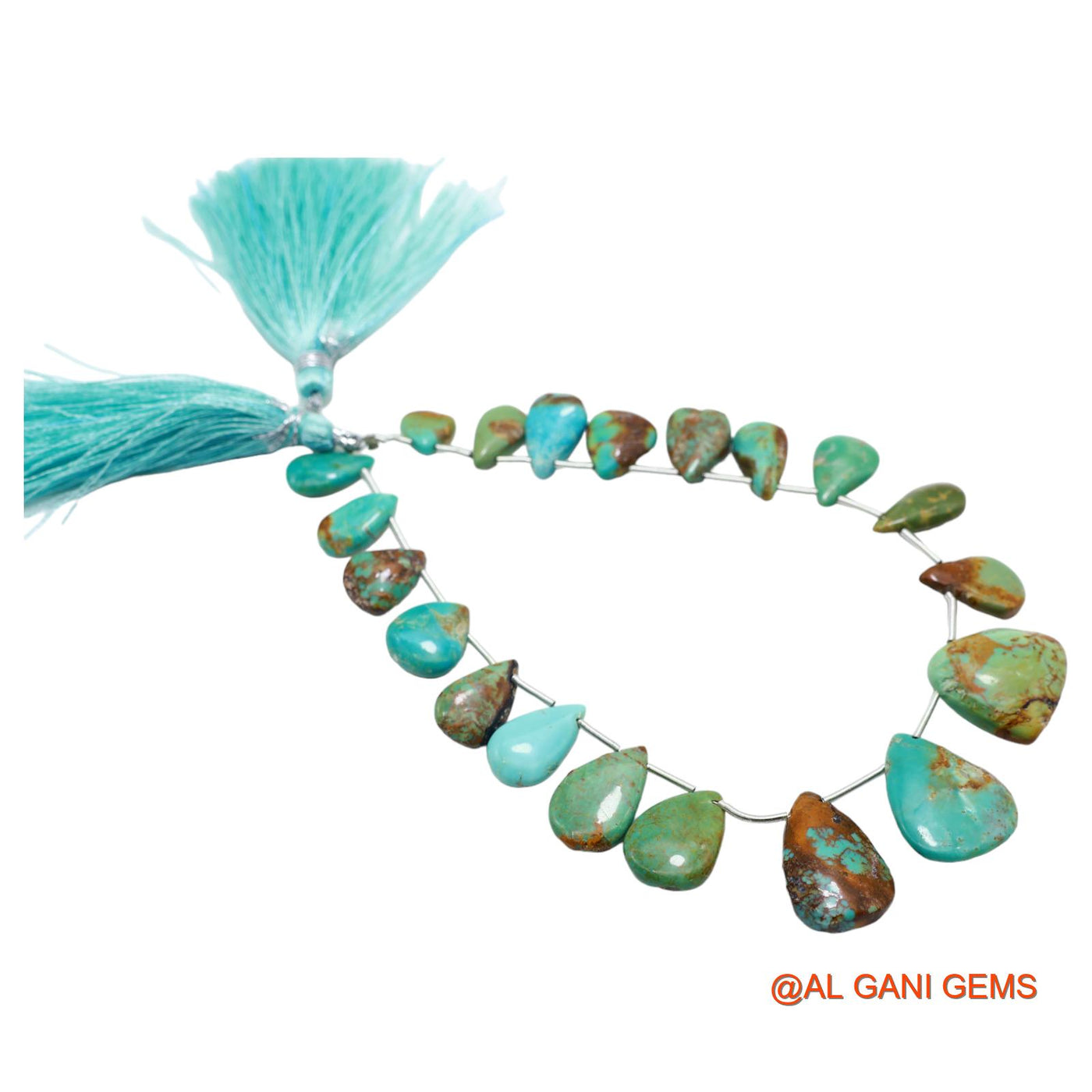 Handmade Natural Turquoise Gemstone 7X8 TO 15X19 MM Teardrop Smooth Sky Blue Beads Loose Strand 8" BT-61
