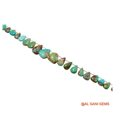 Handmade Natural Turquoise Gemstone 7X8 TO 15X19 MM Teardrop Smooth Sky Blue Beads Loose Strand 8" BT-61