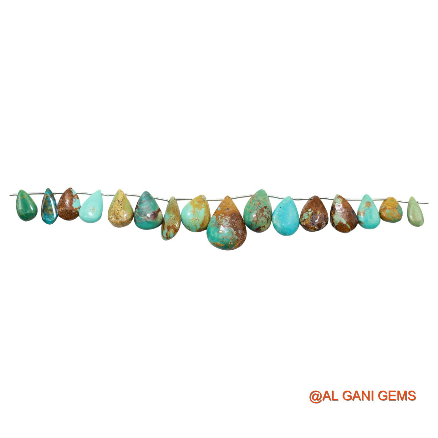 Teardrop Smooth 8X13 TO 16X24 MM Beads Natural Sky Blue Turquoise Gemstone Strands For Jewelry 8" BT-62