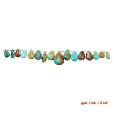 Teardrop Smooth 8X13 TO 16X24 MM Beads Natural Sky Blue Turquoise Gemstone Strands For Jewelry 8" BT-62
