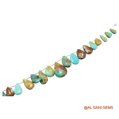 Teardrop Smooth 8X13 TO 16X24 MM Beads Natural Sky Blue Turquoise Gemstone Strands For Jewelry 8" BT-62