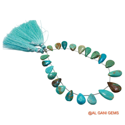 Natural Blue Turquoise Teardrop Smooth 6X10 TO 10X17 MM Beads For Reiki Loose Strand 8" BT-64
