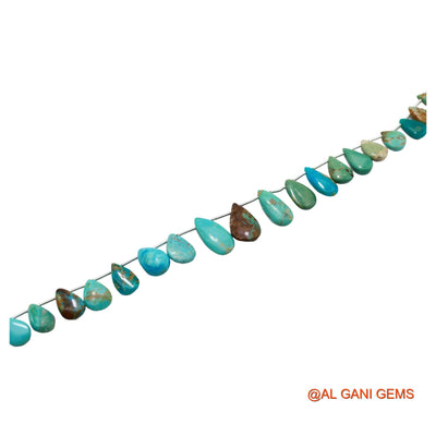 Natural Blue Turquoise Teardrop Smooth 6X10 TO 10X17 MM Beads For Reiki Loose Strand 8" BT-64