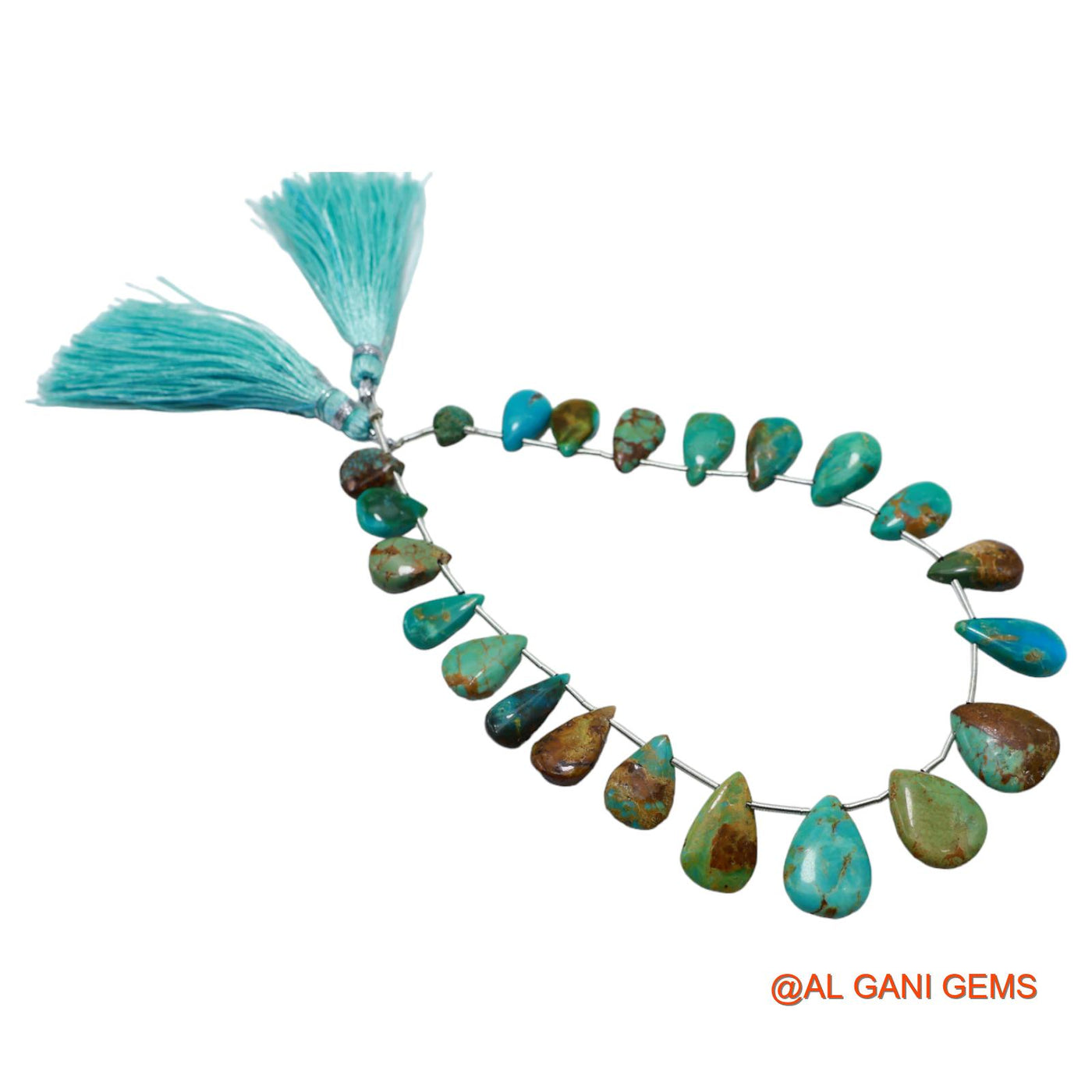 Handmade Natural Turquoise Gemstone 5X7 TO 11X14 MM Teardrop Smooth Sky Blue Beads Loose Strand 8" BT-65
