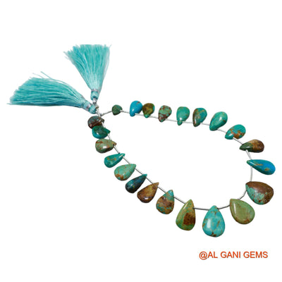 Handmade Natural Turquoise Gemstone 5X7 TO 11X14 MM Teardrop Smooth Sky Blue Beads Loose Strand 8" BT-65