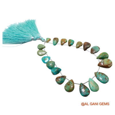 Teardrop Smooth Loose Beads Strand 7X10 TO 14X19 MM Blue Natural Turquoise Gemstone Handmade 8" BT-66