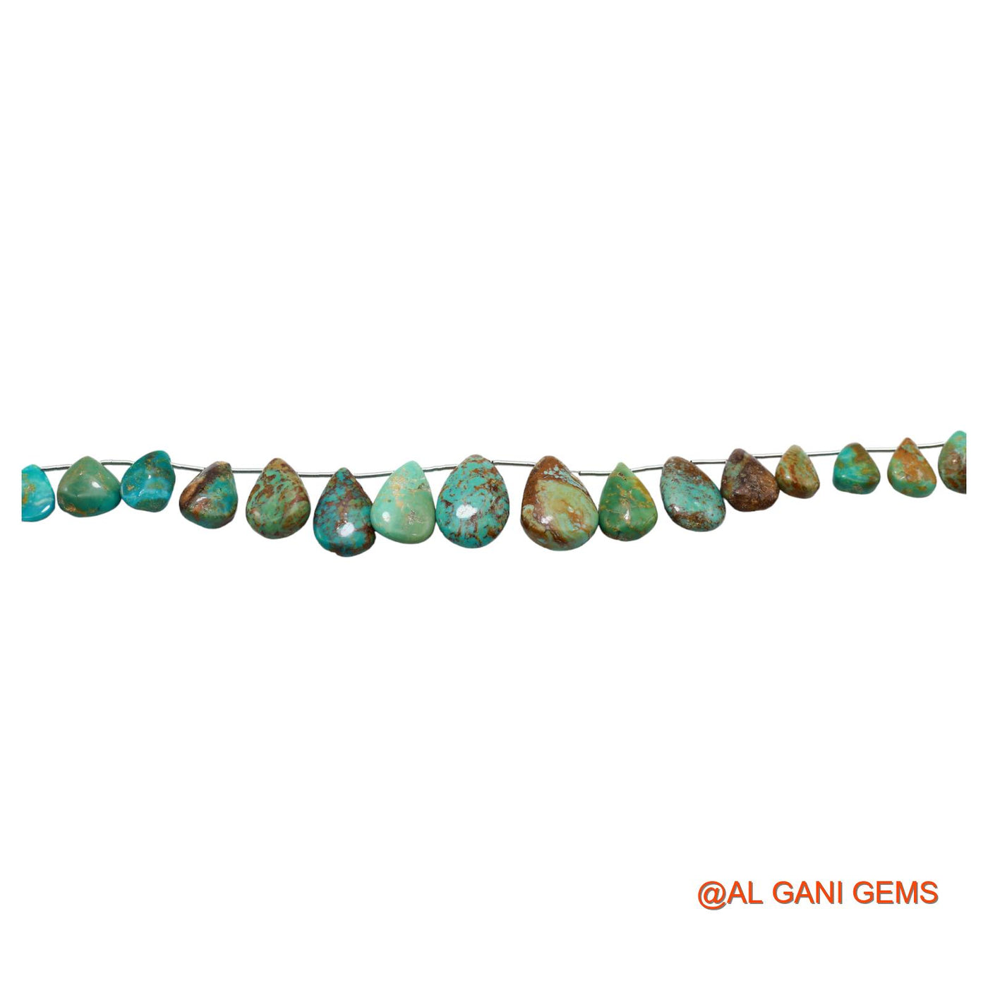 Teardrop Smooth Loose Beads Strand 7X10 TO 14X19 MM Blue Natural Turquoise Gemstone Handmade 8" BT-66