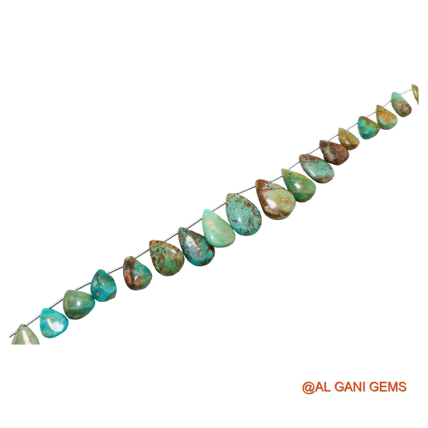 Teardrop Smooth Loose Beads Strand 7X10 TO 14X19 MM Blue Natural Turquoise Gemstone Handmade 8" BT-66
