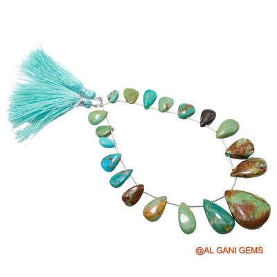 Teardrop Smooth Strands Natural Sky Blue Turquoise 6X8 TO 18X24 MM Loose Beads For Craft 8" BT-68