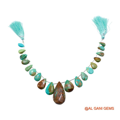 Teardrop Smooth Strands Natural Sky Blue Turquoise 7X8 TO 16X31 MM Loose Beads For Craft 8" BT-69