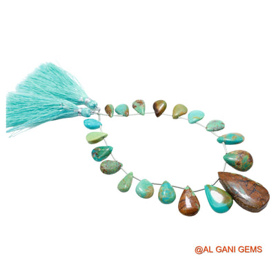 Teardrop Smooth Strands Natural Sky Blue Turquoise 7X8 TO 16X31 MM Loose Beads For Craft 8" BT-69