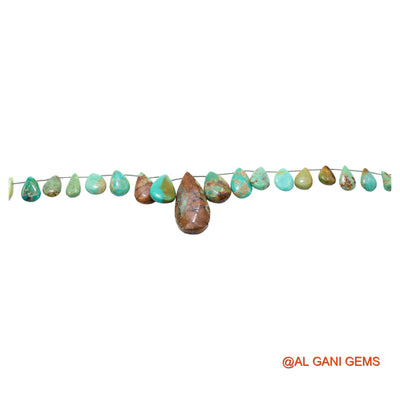 Teardrop Smooth Strands Natural Sky Blue Turquoise 7X8 TO 16X31 MM Loose Beads For Craft 8" BT-69