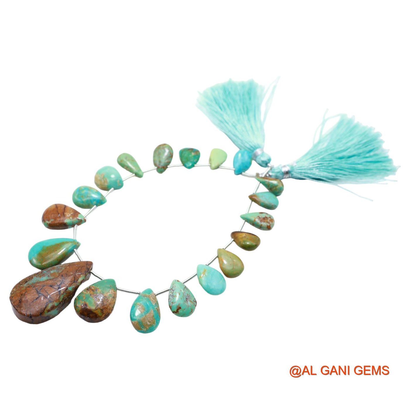 Teardrop Smooth Strands Natural Sky Blue Turquoise 7X8 TO 16X31 MM Loose Beads For Craft 8" BT-69
