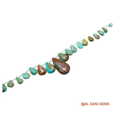 Teardrop Smooth Strands Natural Sky Blue Turquoise 7X8 TO 16X31 MM Loose Beads For Craft 8" BT-69