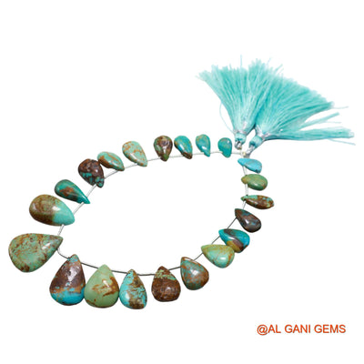 Natural Turquoise Beads 6X9 TO 16X20 MM Smooth Teardrop Sky Blue Loose Strand 8" For Healing BT-70