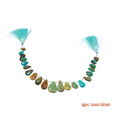 Teardrop Smooth Strands Natural Sky Blue Turquoise 7X9 TO 14X22 MM Loose Beads For Craft 8" BT-71