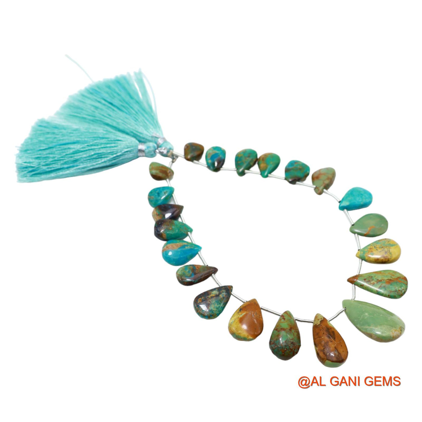 Teardrop Smooth Strands Natural Sky Blue Turquoise 7X9 TO 14X22 MM Loose Beads For Craft 8" BT-71