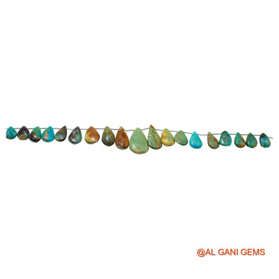 Teardrop Smooth Strands Natural Sky Blue Turquoise 7X9 TO 14X22 MM Loose Beads For Craft 8" BT-71