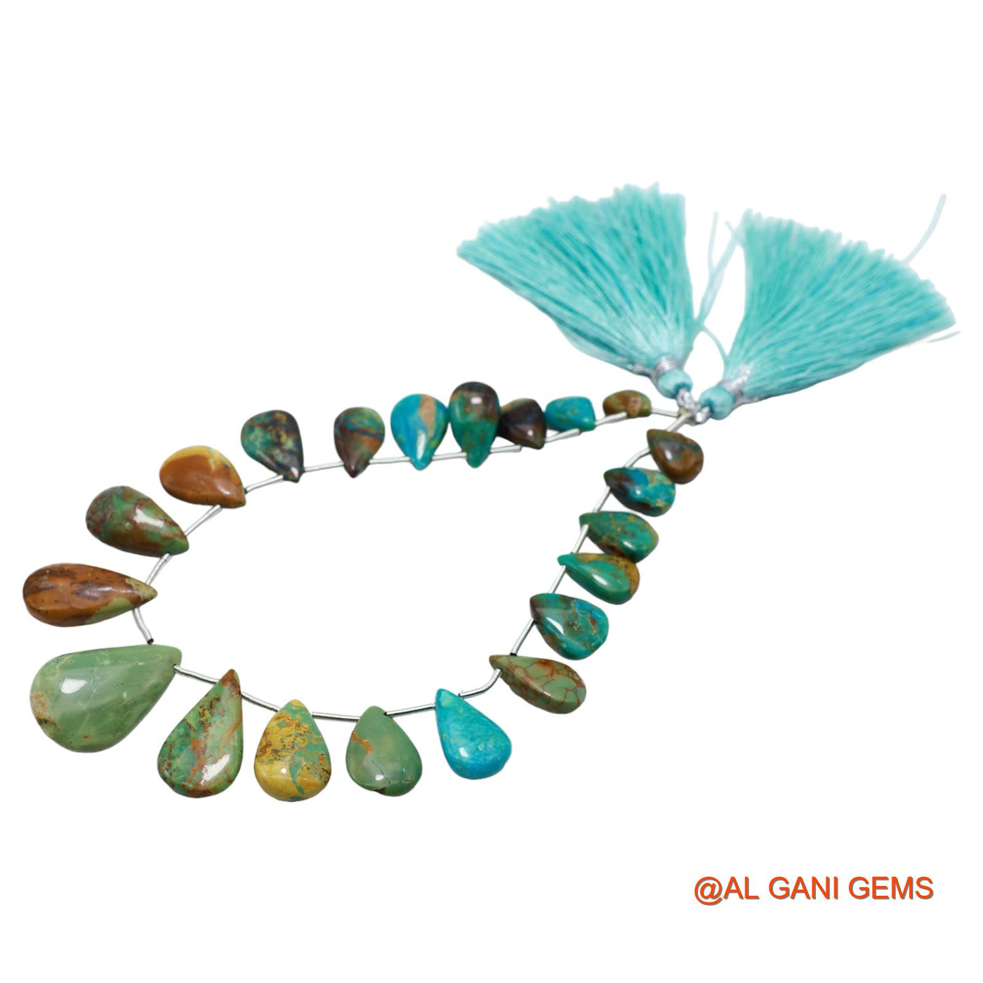 Teardrop Smooth Strands Natural Sky Blue Turquoise 7X9 TO 14X22 MM Loose Beads For Craft 8" BT-71