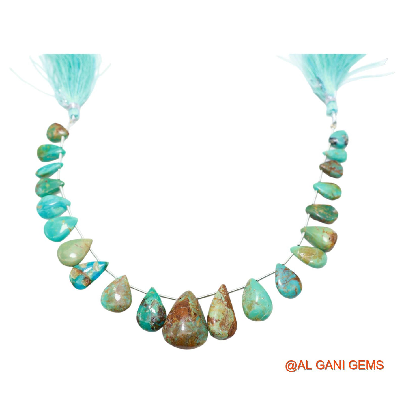 Handmade Natural Turquoise Gemstone 8X9 TO 15X22 MM Teardrop Smooth Sky Blue Beads Loose Strand 8" BT-72