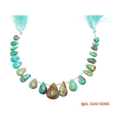 Handmade Natural Turquoise Gemstone 8X9 TO 15X22 MM Teardrop Smooth Sky Blue Beads Loose Strand 8" BT-72