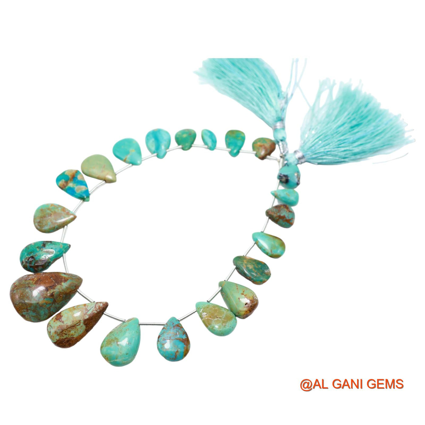 Handmade Natural Turquoise Gemstone 8X9 TO 15X22 MM Teardrop Smooth Sky Blue Beads Loose Strand 8" BT-72