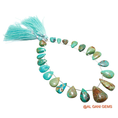 Handmade Natural Turquoise Gemstone 8X9 TO 15X22 MM Teardrop Smooth Sky Blue Beads Loose Strand 8" BT-72