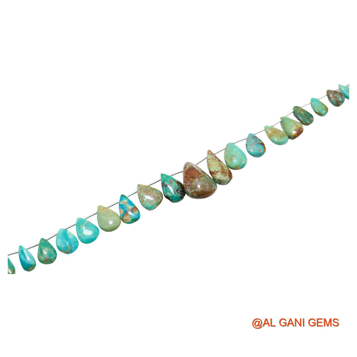 Handmade Natural Turquoise Gemstone 8X9 TO 15X22 MM Teardrop Smooth Sky Blue Beads Loose Strand 8" BT-72