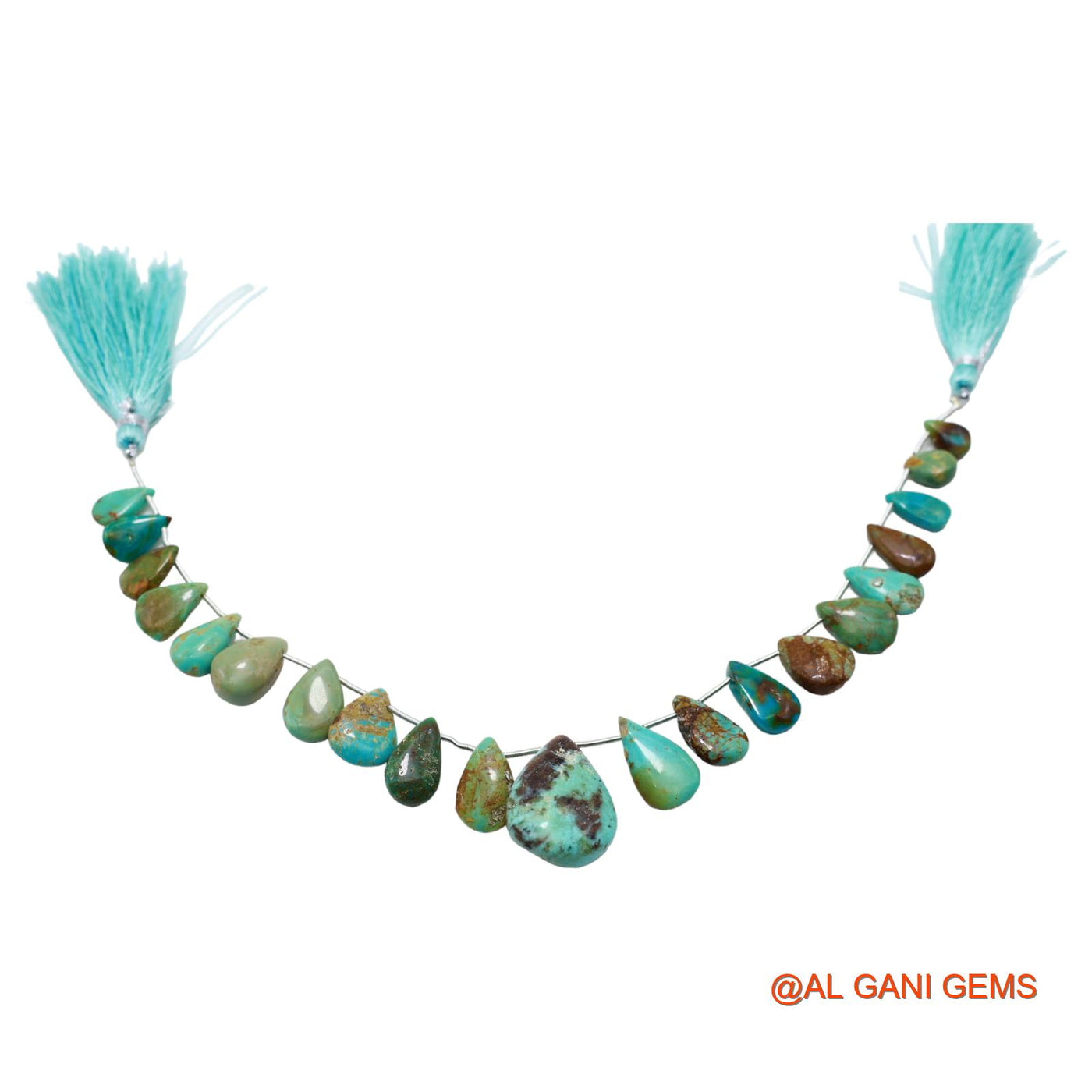 Natural Sky Blue Turquoise Loose Strand 6X9 TO 17X22 MM Teardrop Smooth Beads For Jewelry Craft 8" BT-73