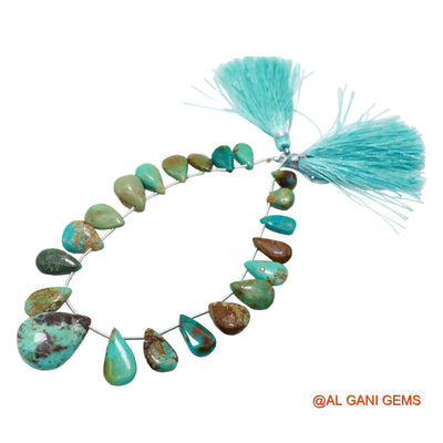 Natural Sky Blue Turquoise Loose Strand 6X9 TO 17X22 MM Teardrop Smooth Beads For Jewelry Craft 8" BT-73