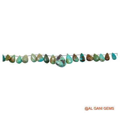 Natural Sky Blue Turquoise Loose Strand 6X9 TO 17X22 MM Teardrop Smooth Beads For Jewelry Craft 8" BT-73