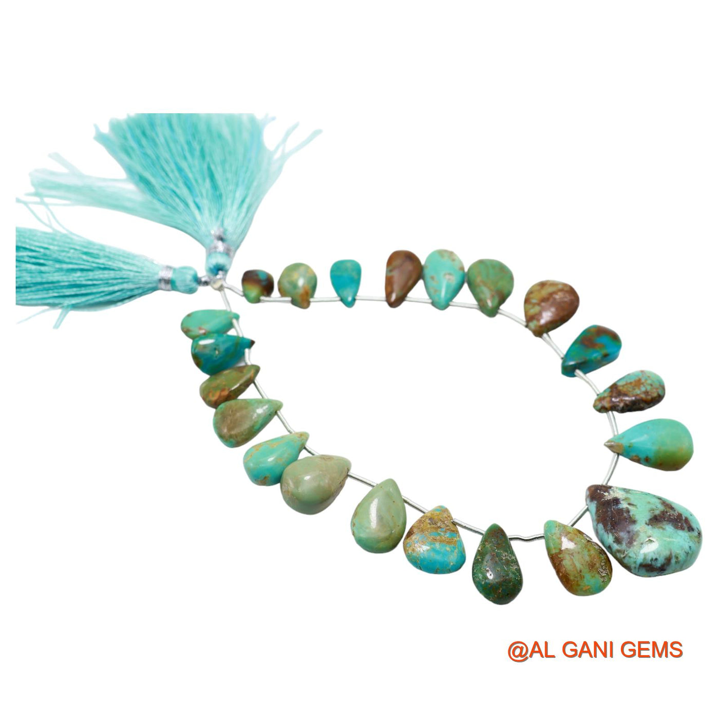 Natural Sky Blue Turquoise Loose Strand 6X9 TO 17X22 MM Teardrop Smooth Beads For Jewelry Craft 8" BT-73