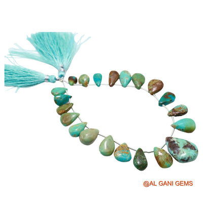 Natural Sky Blue Turquoise Loose Strand 6X9 TO 17X22 MM Teardrop Smooth Beads For Jewelry Craft 8" BT-73